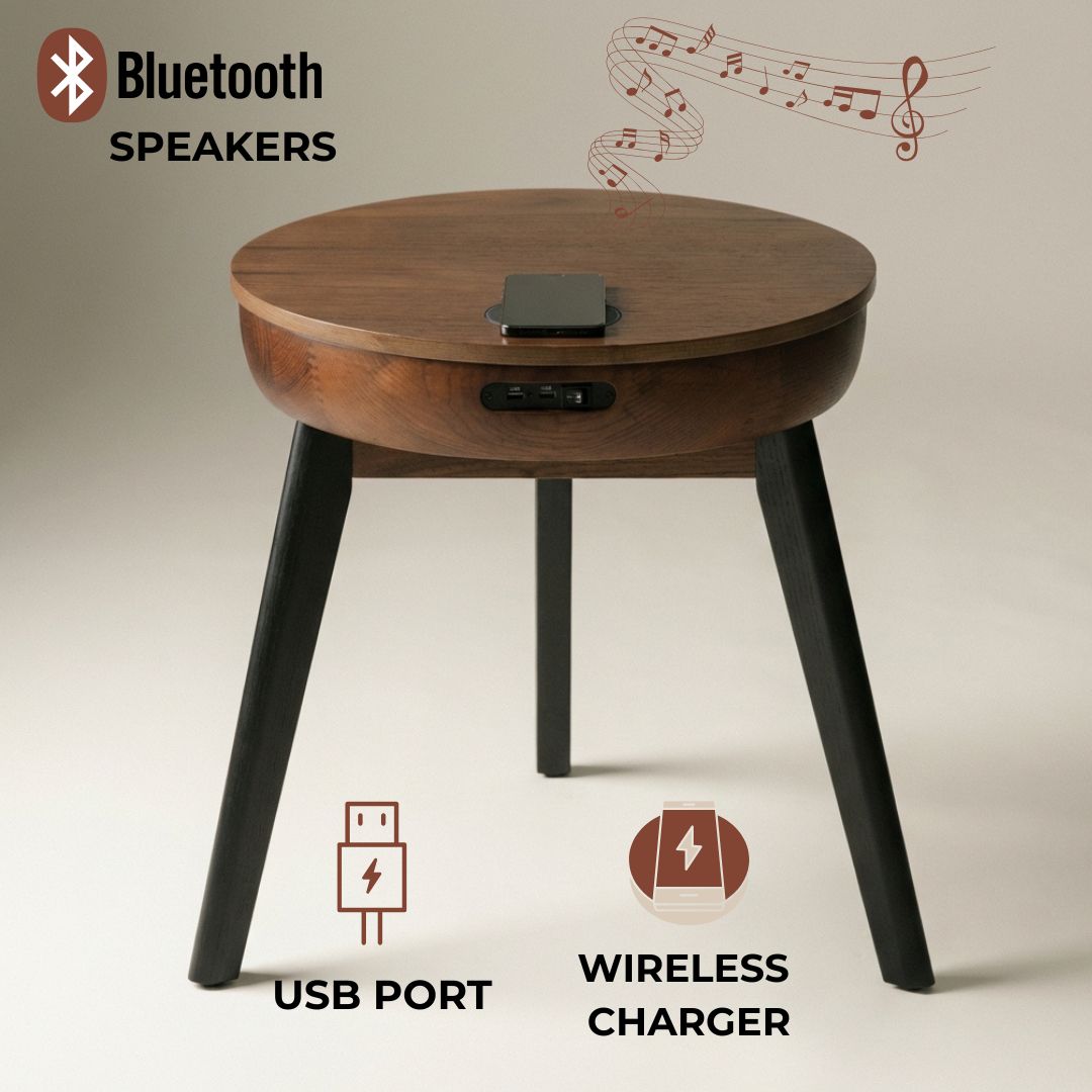 San Francisco Walnut Smart Speaker/Charging Side Table