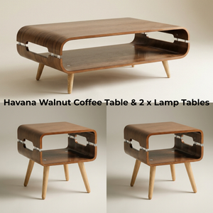 Havana WALNUT Coffee Table Plus 2 Lamp Tables Set