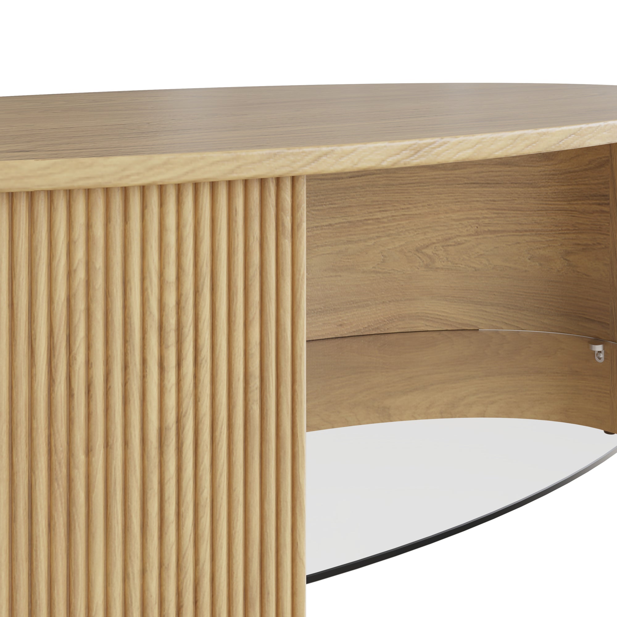 Roma Oak Fluted Coffee Table | Curved Oval Design | Jual Furnishings