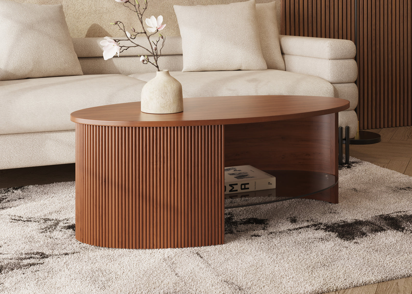 Roma Walnut Fluted Coffee Table