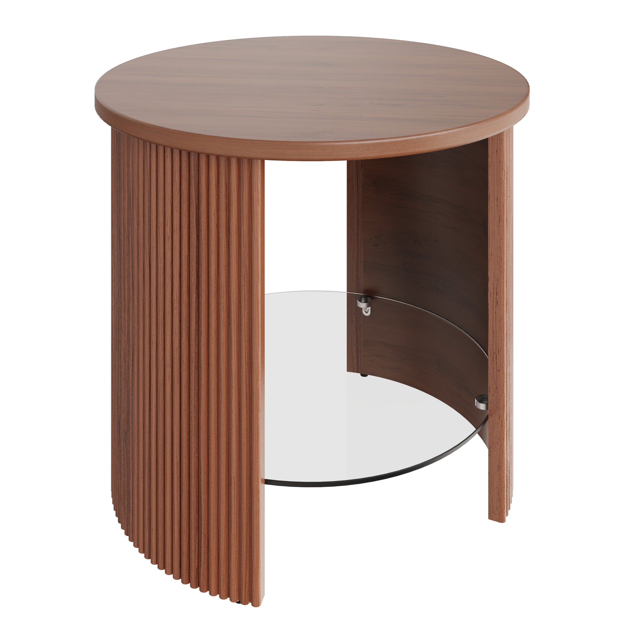 Rezo Roma Walnut Roma Walnut Fluted Side Table - Jual Furnishings