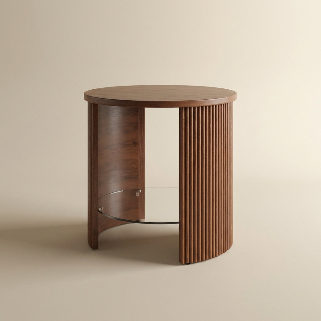 Roma Walnut Fluted Side Table