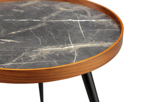 Siena Walnut & Black Marble Side Table