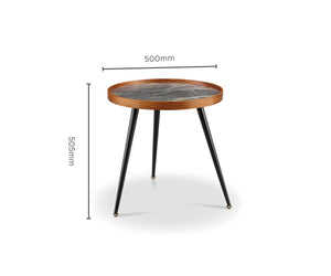 Siena Walnut & Black Marble Side Table