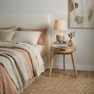San Francisco Oak Smart Speaker/Charging Side Table