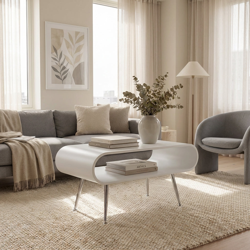 Auckland White & Chrome Coffee Table