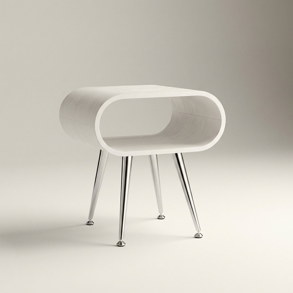 Auckland White & Chrome Side Table