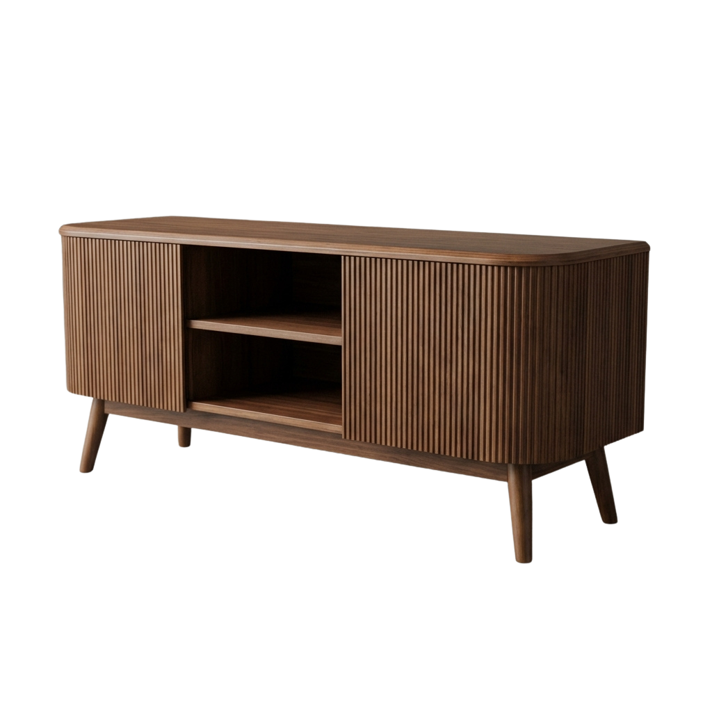 Oslo Walnut Fluted TV Stand | Mid-Century Media Unit | Jual Furnishings