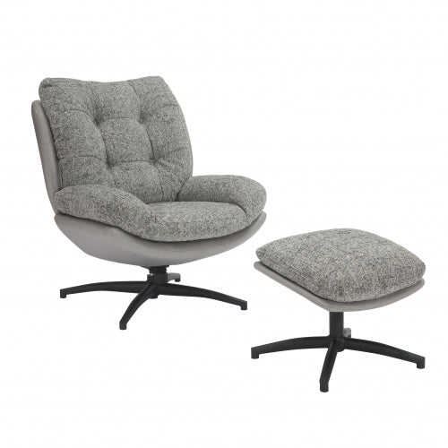 Kensington Grey Lounge Chair and Footstool