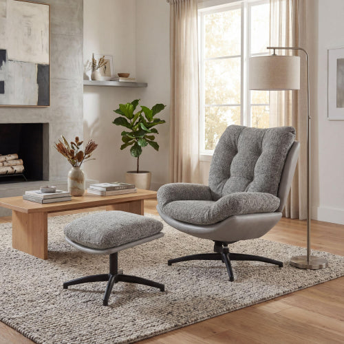 Kensington Grey Lounge Chair and Footstool