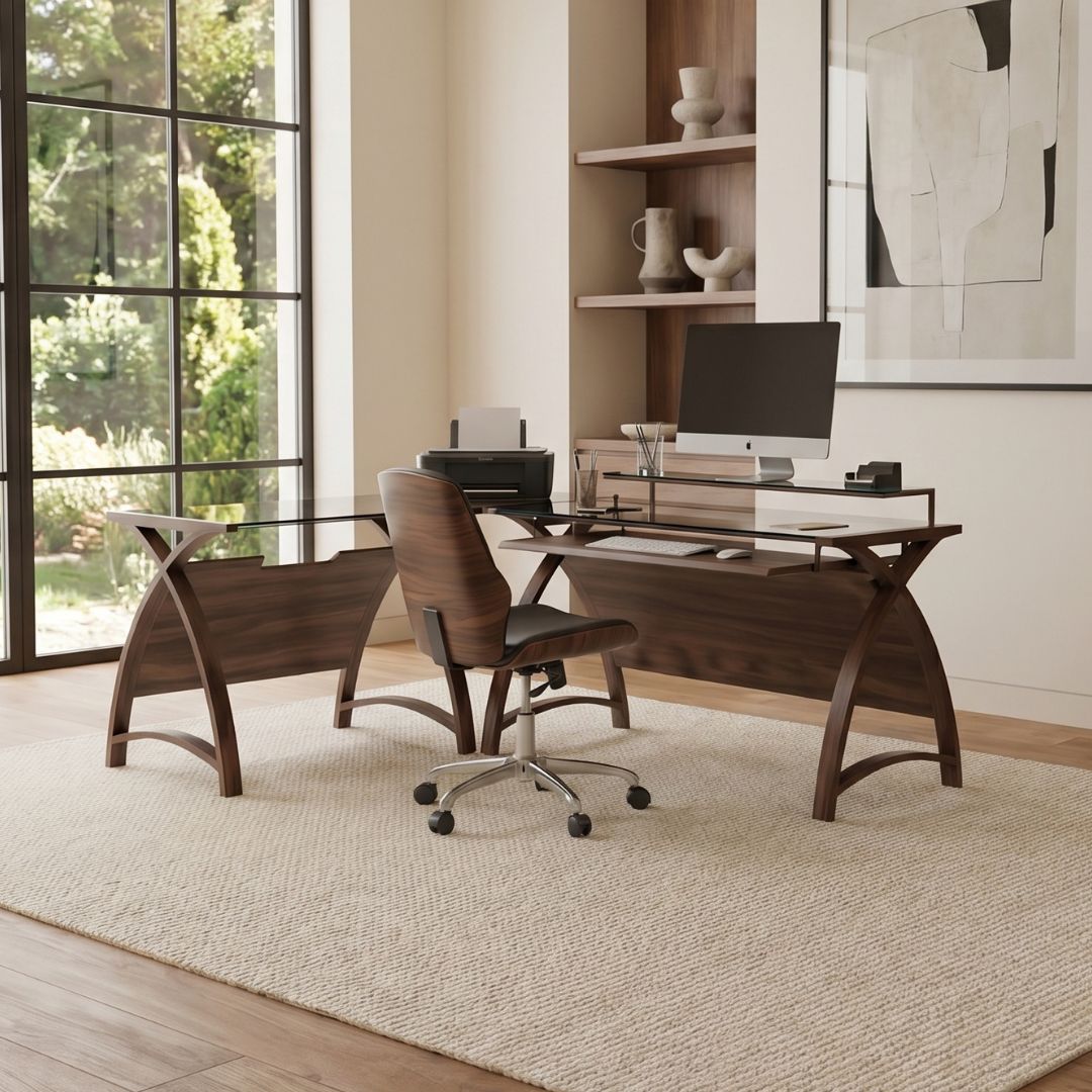 Helsinki Corner Desk Set Walnut - 1300mm Desk & 900mm Table