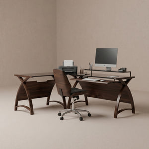 Helsinki Corner Desk Set Walnut - 1300mm Desk & 900mm Table