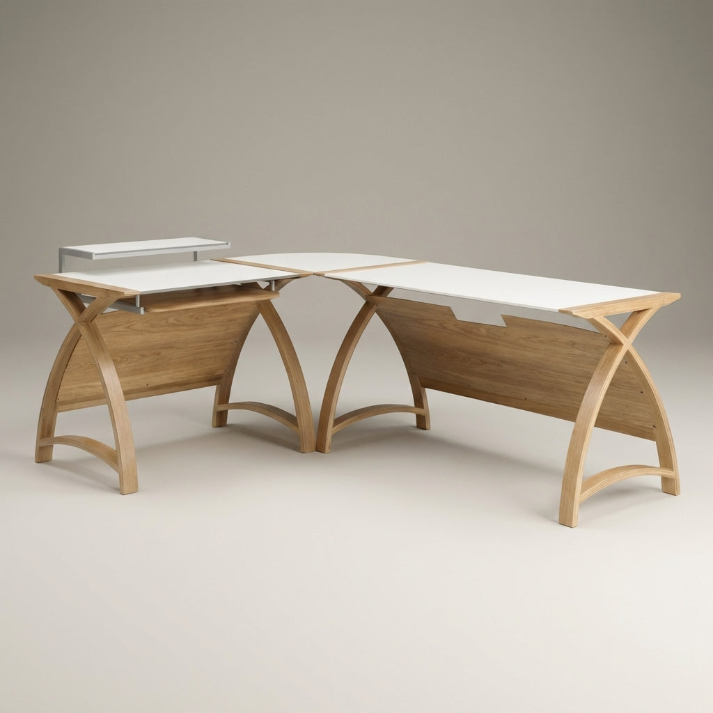 Helsinki Corner Set Oak - 900mm Desk & 1300mm Table