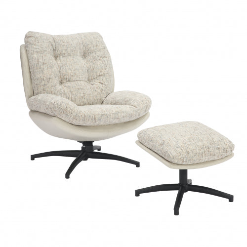 Kensington Cream Lounge Chair and Footstool