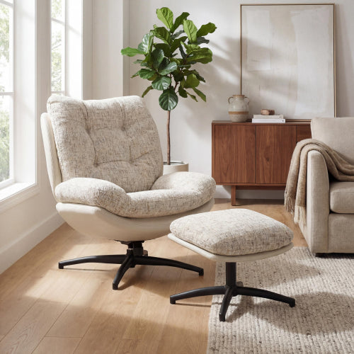 Kensington Cream Lounge Chair and Footstool