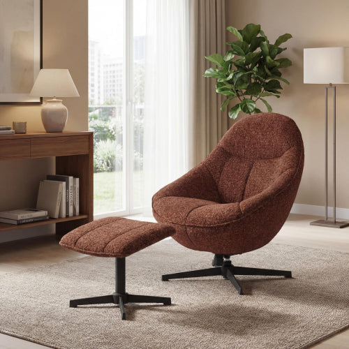 Belmont Copper Blush Lounge Chair and Footstool