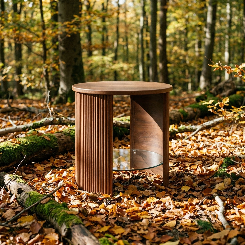 Roma Walnut Fluted Side Table