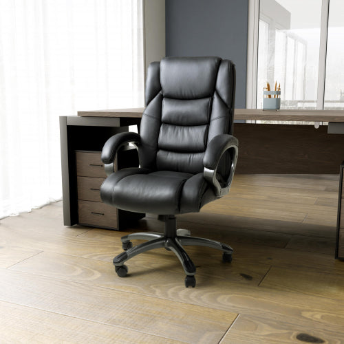 Mayfair Black Leather Faced Office Chair