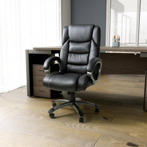 Mayfair Black Leather Faced Office Chair