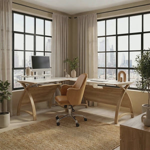 Helsinki Corner Set Oak - 900mm Desk & 1300mm Table