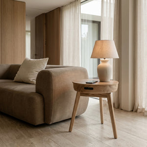 San Francisco Oak Smart Speaker/Charging Side Table