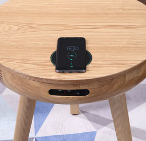 San Francisco Oak Smart Speaker/Charging Side Table