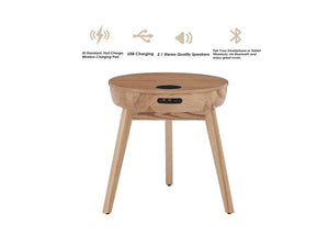 San Francisco Oak Smart Speaker/Charging Side Table