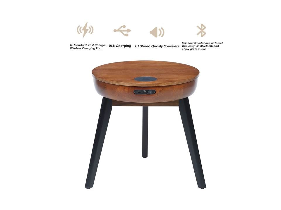 San Francisco Walnut Smart Speaker/Charging Side Table