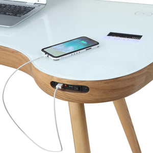 San Francisco Oak Smart Speaker/Charging Desk