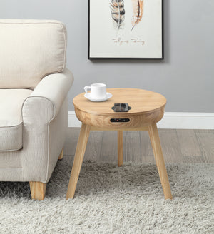 San Francisco Oak Smart Speaker/Charging Side Table